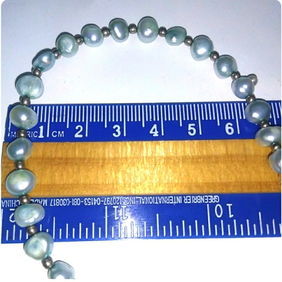 VINTAGE Sterling Silver BeaUtiful Blue Freshwater Pearl Bracelet *SaLe PrIce* - Picture 7 of 8